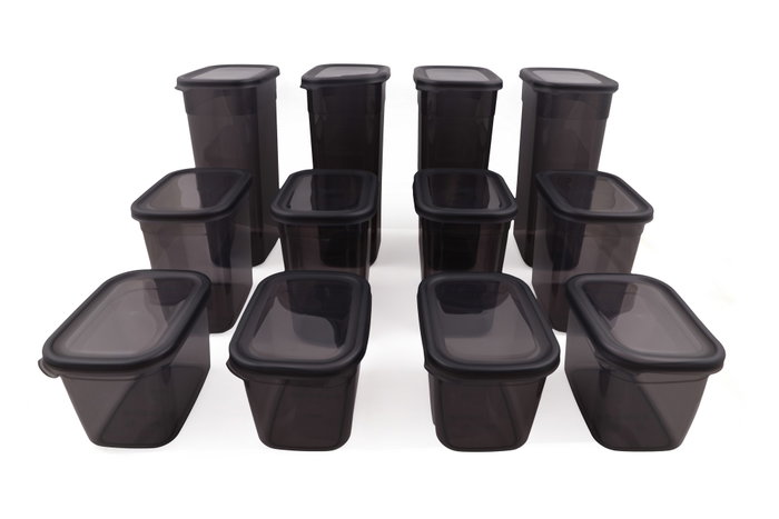 Hermia Set de Cajas de Almacenaje de 12 Piezas, Antracita